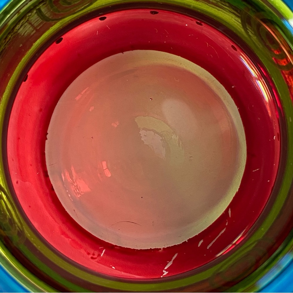 PIER 1 Candle Votive Holder Glass Vintage Red Blue Green Gold Trim Cup Vase Boho - Picture 15 of 16